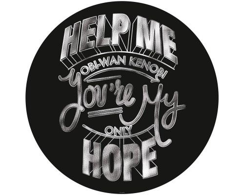 Help me Obi-Wan Kenobi scène uit Star Wars, afgebeeld op een behangcirkel.