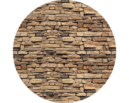 Industriële stenen muur, robuust afgebeeld op een behangcirkel.