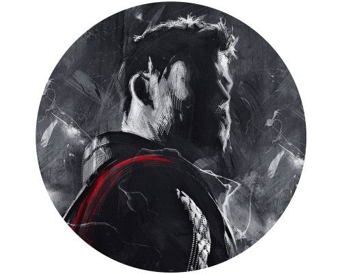 Thor in schilderstijl, afgebeeld op een Marvel behangcirkel.