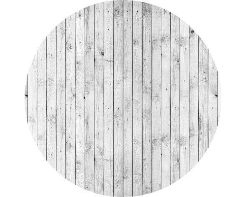 Witte houten planken in een industriële stijl, afgebeeld op een behangcirkel.