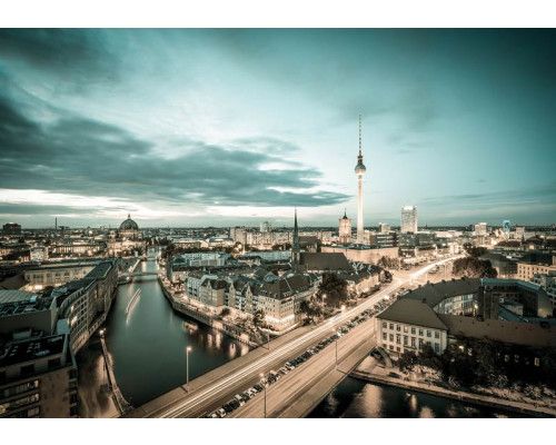 Berlijn fotobehang met uitzicht over de Duitse hoofdstad.