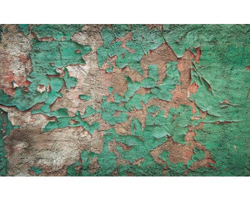 Beschadigde betonnen muur op fotobehang, perfect voor industriële ruimtes.