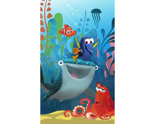 Finding Dory fotobehang, met kleurrijke oceaanscènes, ideaal voor de kinderkamer.