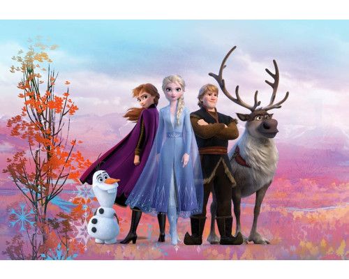 Frozen Iconic fotobehang met alle iconische karakters uit de film, ontworpen voor een fan van de film.