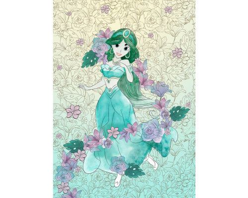 Jasmine met paarse bloemen fotobehang, ideaal voor een sprookjesachtige kamer.