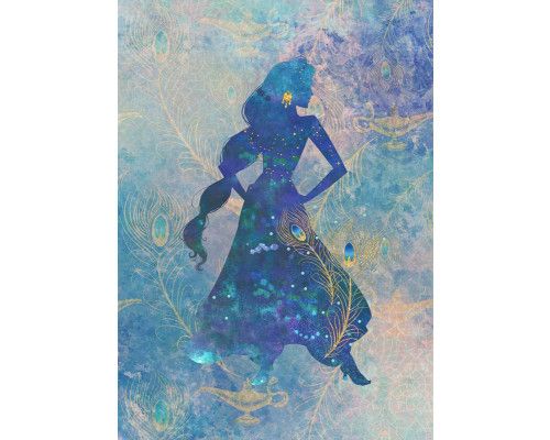 Jasmine silhouet fotobehang, ontworpen voor een delicate en verfijnde kinderkamer.