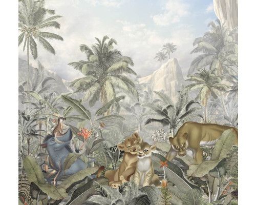 Lion King Mountains fotobehang, met een majestueus landschap, perfect voor de kinderkamer.