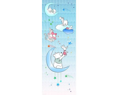 Winnie de Poeh fotobehang met sterrenhemel, ontworpen voor een rustige en speelse kamer.