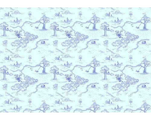 Winnie de Poeh kinderkamer fotobehang, met een vrolijke Poeh in een bosrijke setting.