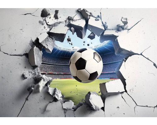 Fotobehang met drie dinosaurussen in een tropisch groen oerwoud, met palmbomen en varens op de voorgrond.