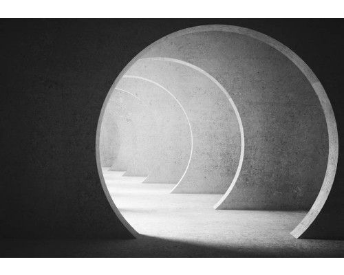 Fotobehang van een 3D-gang met hal, moderne architectuur.