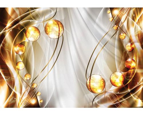 Amber kunst en abstract fotobehang, met een combinatie van goud en zilver voor een luxueuze uitstraling.