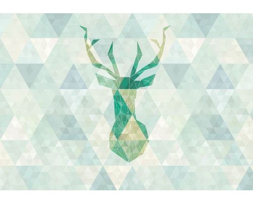 Fotobehang van een abstract hert, dieren in geometrisch ontwerp.