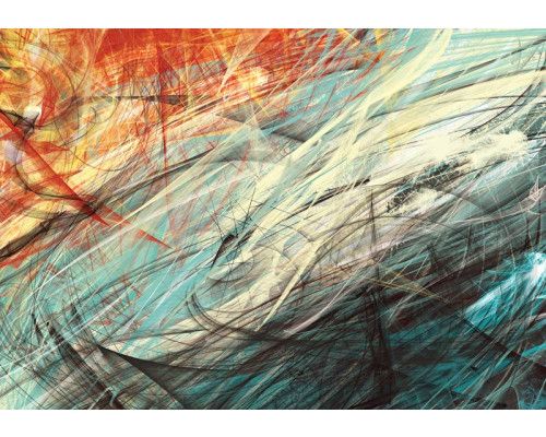 Abstracte kunst fotobehang, met moderne schilderij-elementen en levendige verfstreken, perfect voor een artistieke sfeer.