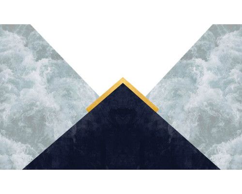 Abstract fotobehang met driehoeken en wolken voor een moderne look.