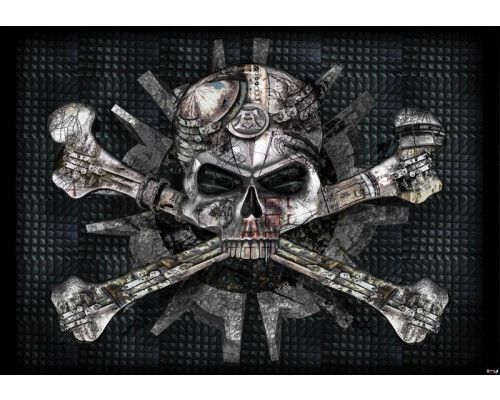 Filozofische alchemie, schedels en doodshoofden op een mysterieus fotobehang voor liefhebbers van fantasy.