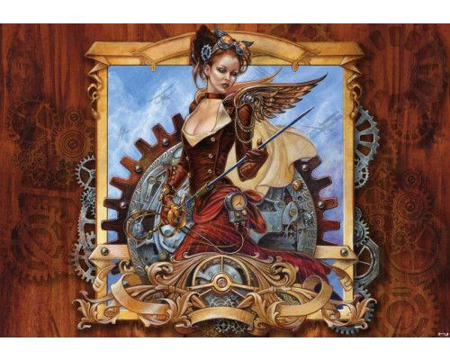 Femme fatale alchemie, fotobehang van een vrouw met een steam-punk geïnspireerde uitstraling.