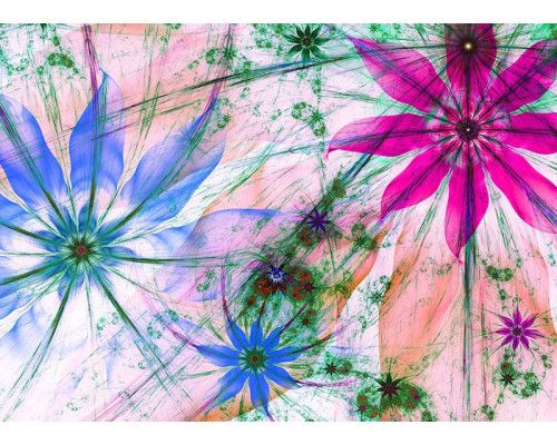 Fotobehang van een artistiek bloemenschilderij.