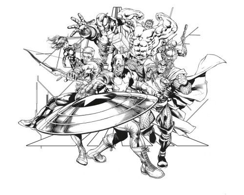 Zwart-wit fotobehang van Avengers, met een stoere monochrome Marvel-stijl.