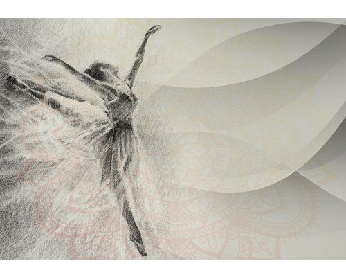 Fotobehang, Ballerina Mandala Dansend Abstract