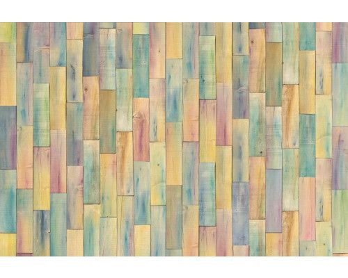 Fotobehang van een kleurrijke mix van houten patronen, brengt levendigheid en textuur in elke ruimte.