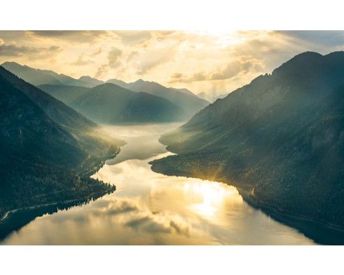 Alpen berglandschap fotobehang, met een majestueus uitzicht over de Alpen.