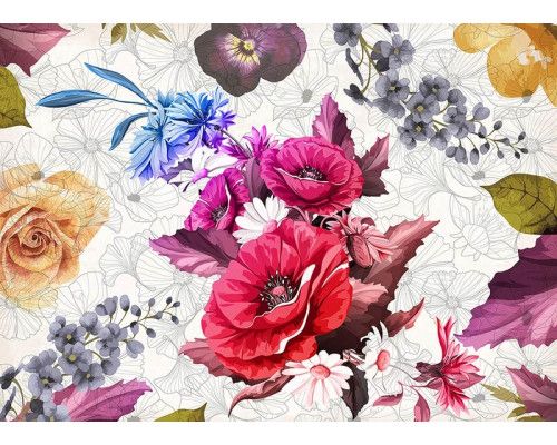 Fotobehang Bloemen in Verfijnde Kunststijl