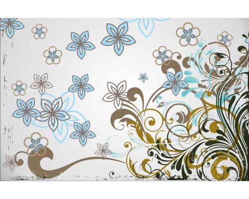 Abstract bloemenpatroon fotobehang, met sierlijke ornamenten in een levendige en kunstzinnige stijl.