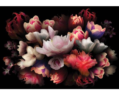 Kleurrijk boeket bloemen fotobehang, levendige en vrolijke kleuren.