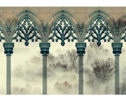 Fotobehang, Bomen Mist Kolommen