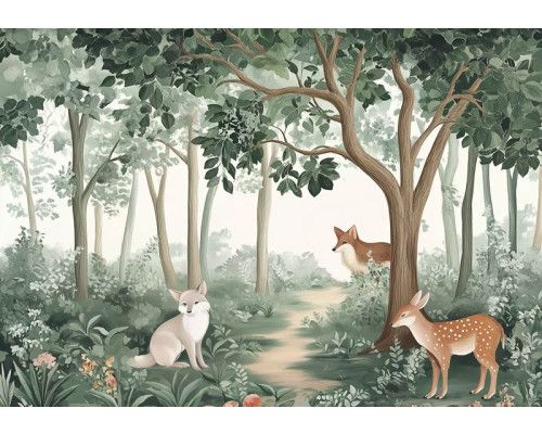 Fotobehang met een zee van zachtroze rozen in volle bloei.