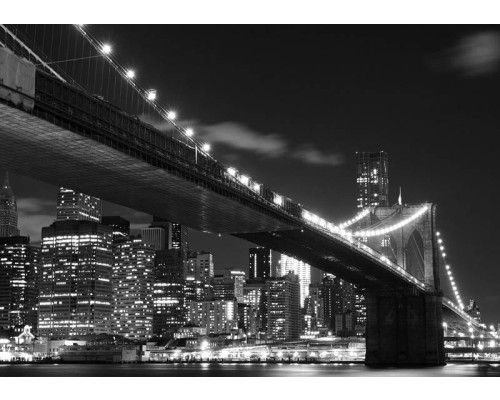 Fotobehang Brooklyn Bridge bij Nacht