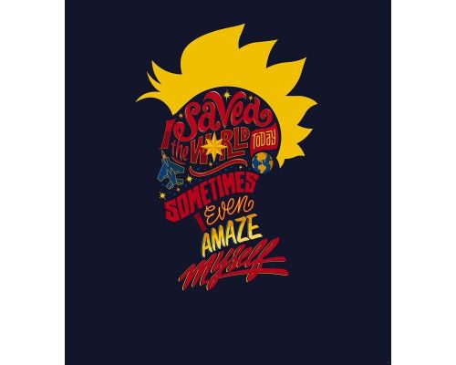 Fotobehang Captain Marvel saves the world, krachtige heldenscène.