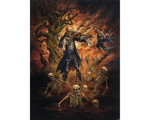 Fotobehang van danse macabre met skulls, gotisch en mysterieus.
