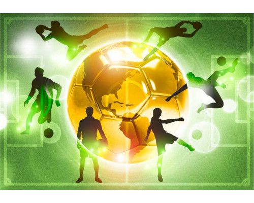 Gouden bal en indrukwekkende voetbalstadions afgebeeld in levensechte details, speciaal voor jonge voetballers.