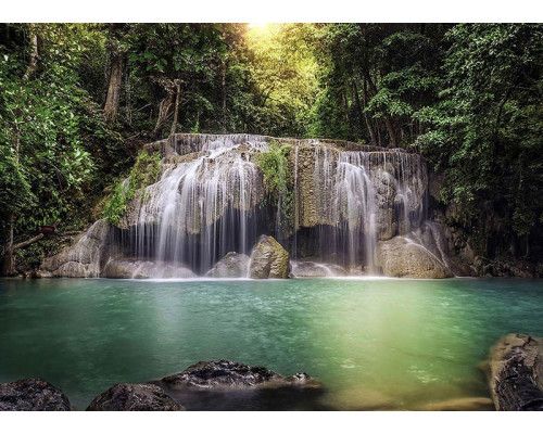 Fotobehang Erawan Waterval, Thailand