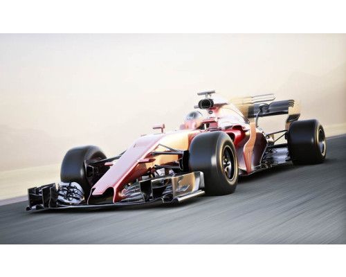 Fotobehang van een Ferrari Formule 1 auto op topsnelheid, voor een iconische racesfeer.