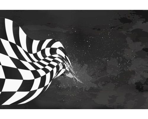 Fotobehang van een finishvlag spektakel, met een opwindend race-thema.