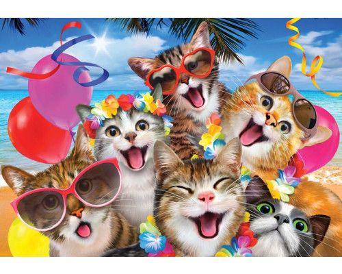 Funny katten en dolle beestenboel, kerstfotobehang met een vrolijke en grappige sfeer.