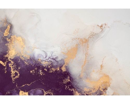 Fotobehang van gekleurd marmer met gouden details, een abstract ontwerp dat luxe en verfijning uitstraalt.