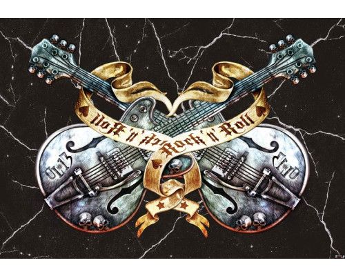Zwart heavy metal rock en roll gitaren, perfect fotobehang voor muziekliefhebbers en stoere interieurs.