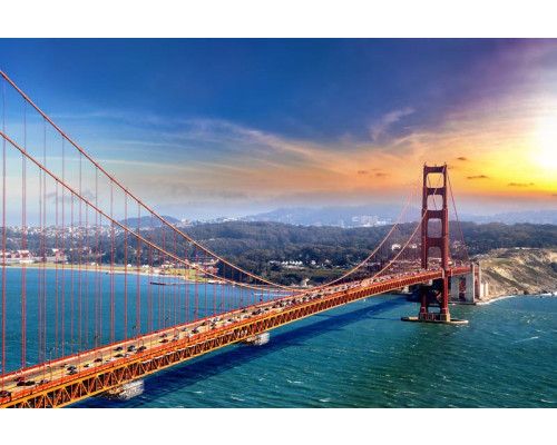 Fotobehang van de Golden Gate Bridge in San Francisco, een iconisch beeld van de stad.