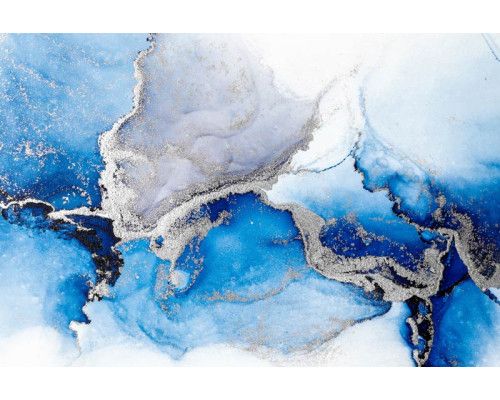 Fotobehang van grijze en blauwe marmer, waarbij de subtiele tinten zorgen voor een kalme en stijlvolle achtergrond.