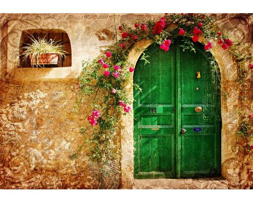 Fotobehang, Groene deur Toscane