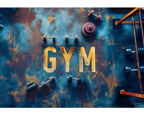 Fotobehang van een sportschool met fitnessapparatuur, ideaal voor sportliefhebbers.