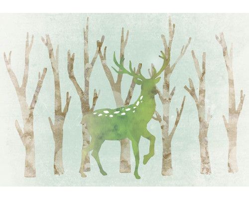 Fotobehang van een hert in het bos, natuurgetrouw.