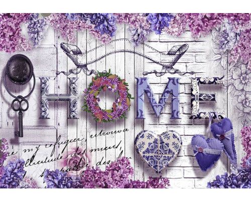 Fotobehang met bloemen en abstracte onderschriften, een vleugje kunstzinnigheid voor elke ruimte.