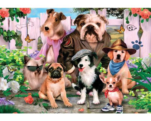 Honden in carnaval, dolle beestenboel fotobehang met een vrolijke en feestelijke uitstraling.