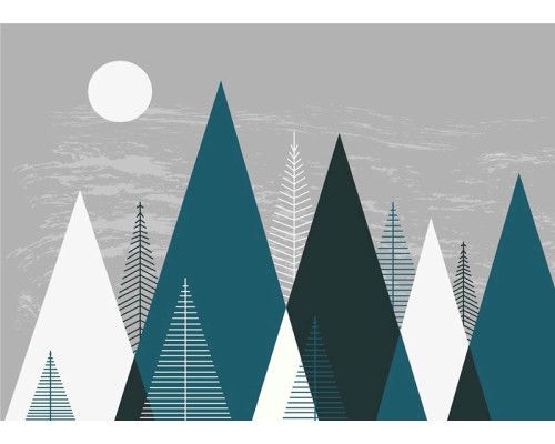 Fotobehang Illustratie van Bergen