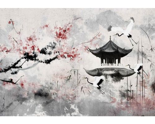 Fotobehang met weelderige witte pioenrozen in volle bloei, met zachte details en een subtiel kleurenpalet dat een elegante en serene sfeer creëert.